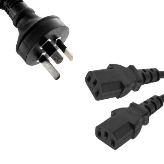 Power Cable from 3 Pin AU Male to 2 IEC C13 Female-preview.jpg